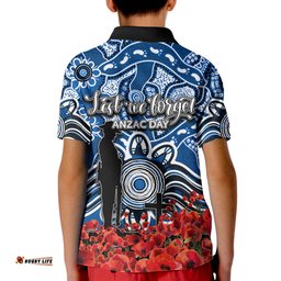 Canterbury-Bankstown Bulldogs Polo Shirt KID Anzac Day Poppy Flowers With Aboriginal