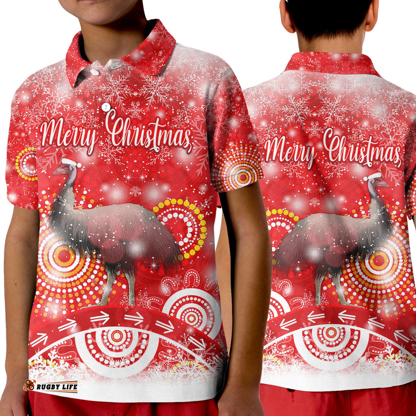 Australian Emu Christmas Polo Shirt KID Original Style - Red