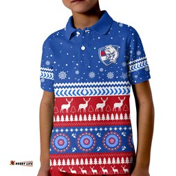 Custom Personalised Bulldogs Football Christmas Polo Shirt KID Western Bulldogs