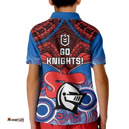 Knights Rugby Kid Polo Shirt Aboriginal Mix Polynesian Pattern