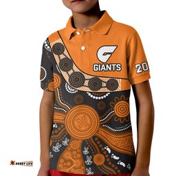 Custom Text And Number Greater Western Sydney Football Polo Shirt KID Giants 2012 Boomerang Indigenous Pattern