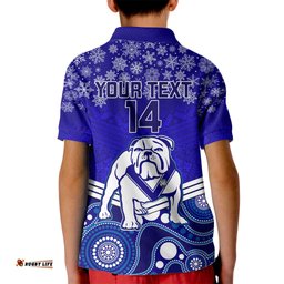 Custom Bulldogs Rugby Christmas Kid Polo Shirt Merry XmasMix Aboriginal Art