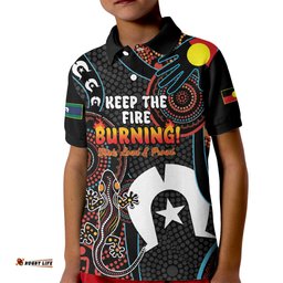 NAIDOC Week 2024 Kid Polo Shirt Keep The Fire Burning Indigenous Art