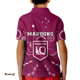 Maroons Rugby Kid Polo Shirt QLD Aboriginal Art