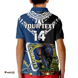 Custom Panthers And Cowboys Rugby Kid Polo Shirt Aboriginal Version