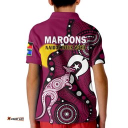Maroons Rugby NAIDOCPolo Shirt KID QLD For Our Elders Indigenous Art