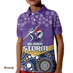 Custom Storm Rugby Christmas Kid Polo Shirt Merry XmasMix Aboriginal Art