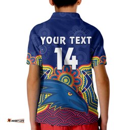 Custom Text And Number Adelaide Football Polo Shirt KID Crows Aboriginal Art