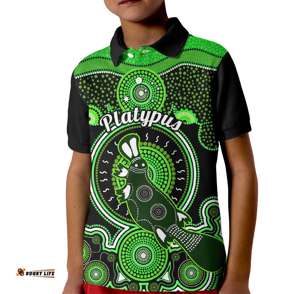 Personalised Australian Astrology Kid Polo Shirt Aboriginal Platypus Zodiac Sign