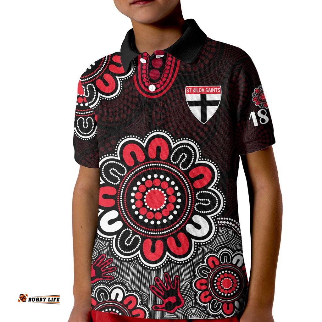 AFL St Kilda Saints 1873 Aboriginal Kid Polo Shirt
