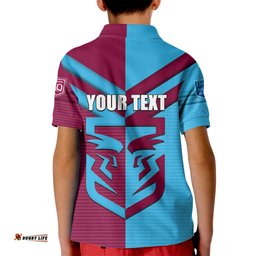 Custom NSW Blues Vs QLD Maroon Rugby Kid Polo Shirt