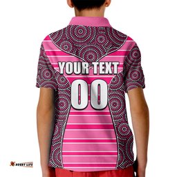 NRL - Panthers Kid Polo Shirt Mix Dot Aboriginal Pink Version