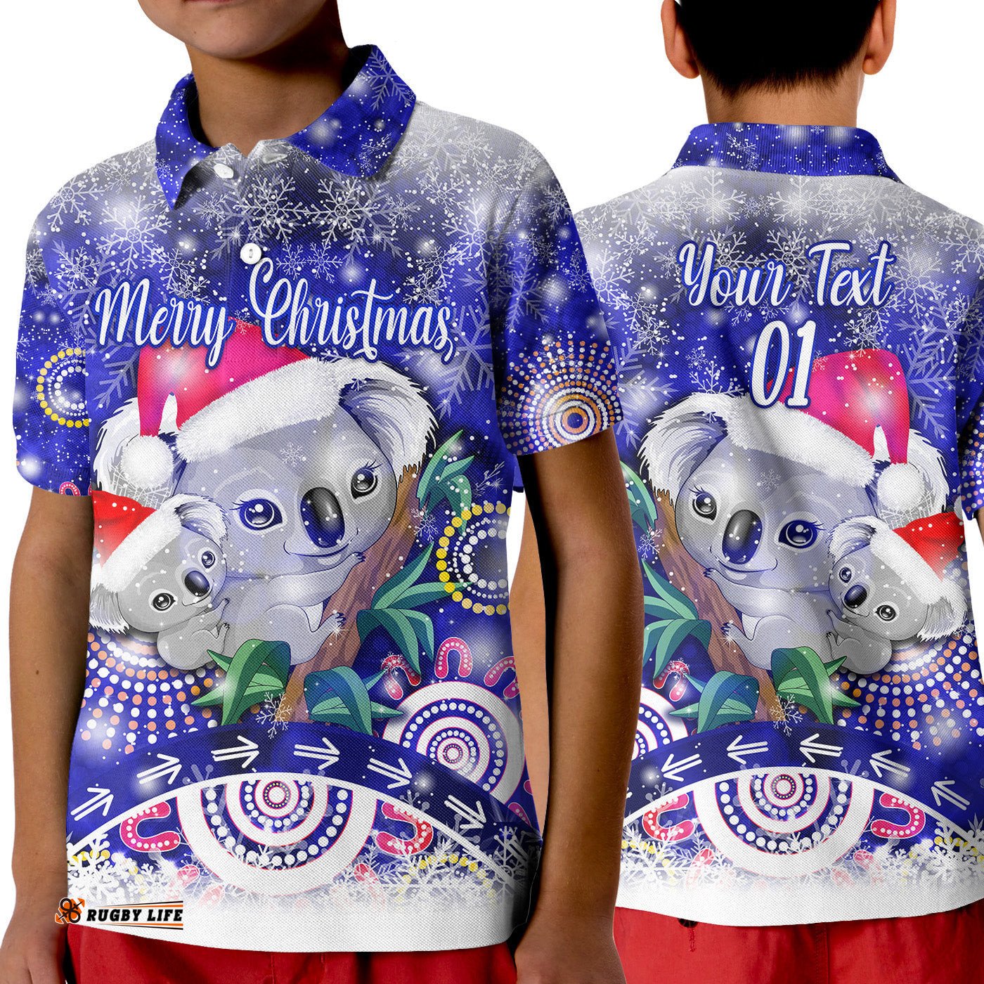 Custom Personalised Australian Koala Christmas Polo Shirt KID Original Style - Blue