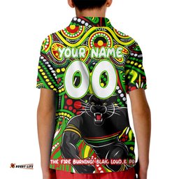 Custom Australia NAIDOC Week 2024 Kid Polo Shirt Penrith Panthers Mascot Keep The Fire Burning