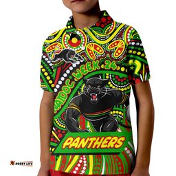Custom Australia NAIDOC Week 2024 Kid Polo Shirt Penrith Panthers Mascot Keep The Fire Burning