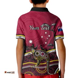 Personalised June 6 Queensland Day Kid Polo Shirt Australian Aboriginal Art