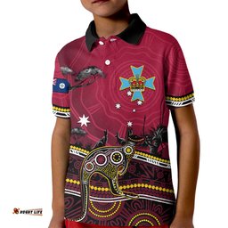 Personalised June 6 Queensland Day Kid Polo Shirt Australian Aboriginal Art