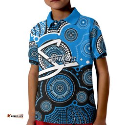 Custom Text And Number Strikers BBL Kid Polo Shirt Aboriginal Patterns