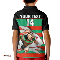 Custom Text And Number Rabbitohs RugbyKid Polo Shirt Glory Glory Souths Unique
