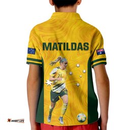 Australia Soccer Kid Polo Shirt Ellie Carpenter Matildas Gold Version