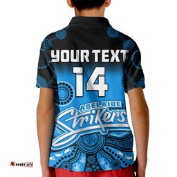 Custom Text And Number Adelaide Strikers Polo Shirt KID Gradient Aboriginal Dot Painting