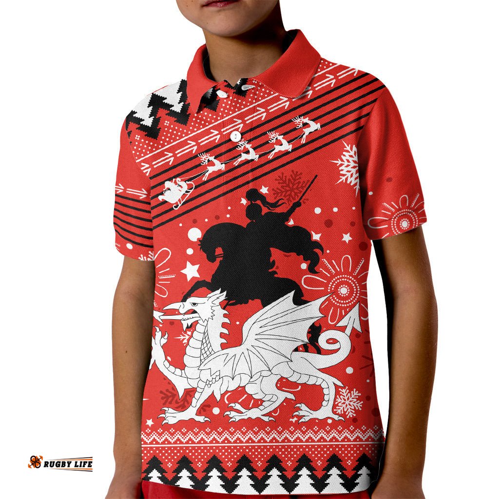 Custom Dragons Rugby Kid Polo Shirt Chirstmas Vibe-