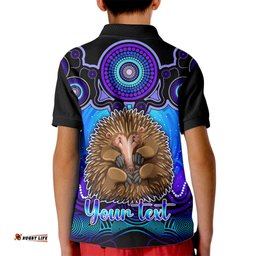 Personalised Australia Virgo Echidna Zodiac Kid Polo Shirt Auz Astrology Aboriginal - Blue