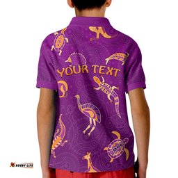 Custom Personalised Aboriginal Art Polo Shirt KID Animals Australia Version Purple