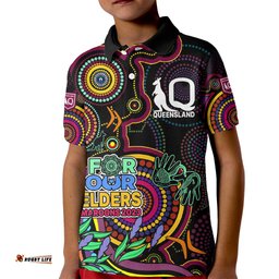 Custom Text And Number NAIDOCMaroon Rugby Kid Polo Shirt Queensland Indigenous Tribal