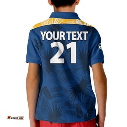 Custom Text And Number Parramatta Eels Rugby Kid Polo Shirt Simple Hawaiian Palms Leaf