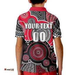 Custom Personalised And Number Bombers AFL Kid Polo Shirt Aboriginal Patterns