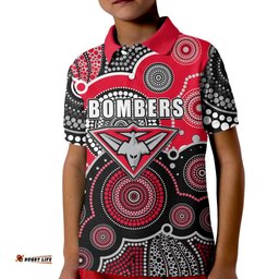 Custom Personalised And Number Bombers AFL Kid Polo Shirt Aboriginal Patterns