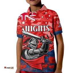 Custom Text And Number Knights Rugby ANZAC Kid Polo Shirt Lest We Forget
