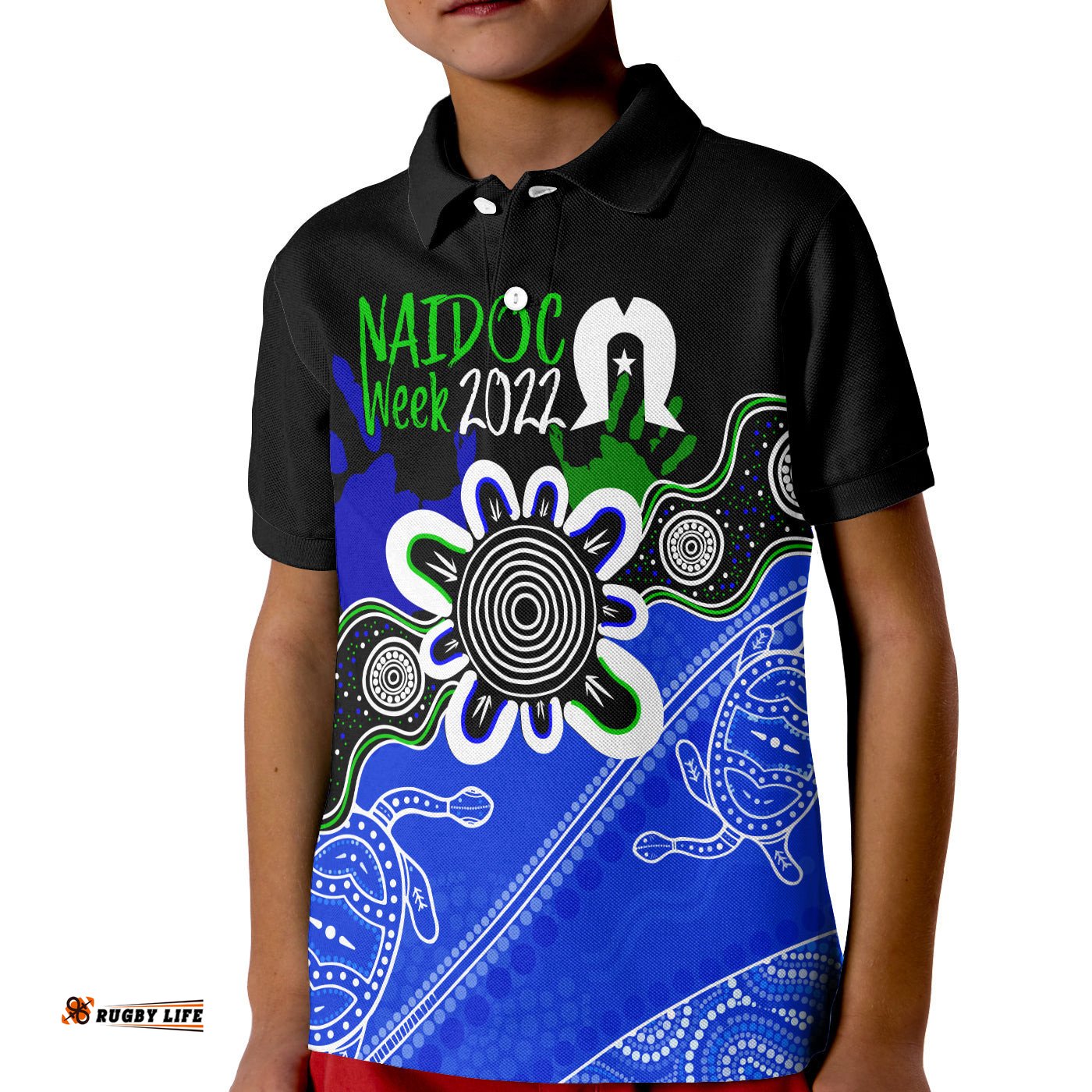 Indigenous Torres Straits NAIDOC WeekKID Polo Shirt Turtles Style