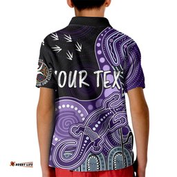 Personalised NAIDOC WeekAFL Dockers Kid Polo Shirt Aboriginal Dot Art Lizard Mix Boomerang