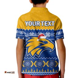 Custom Personalised West Coast Football Polo Shirt KID Eagles Indigenous Merry Christmas