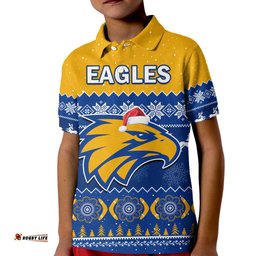 Custom Personalised West Coast Football Polo Shirt KID Eagles Indigenous Merry Christmas