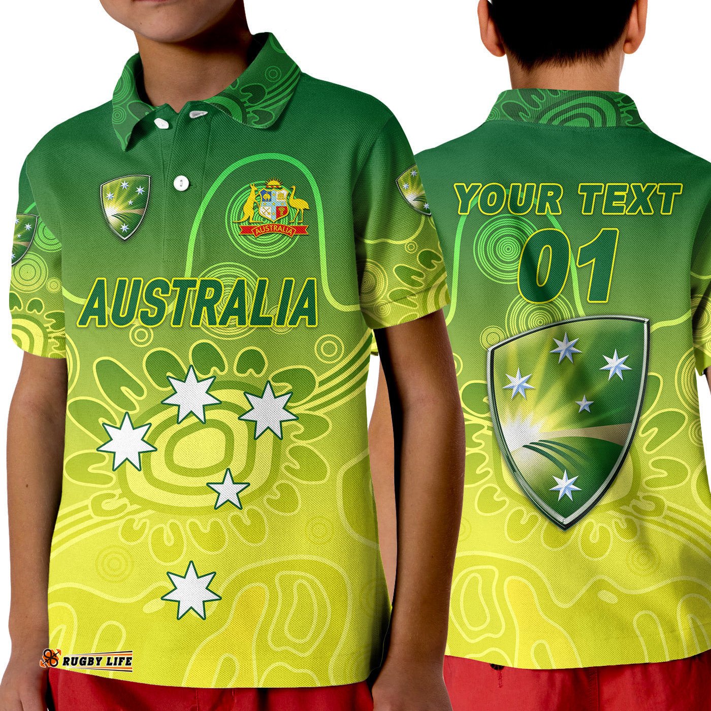 Custom Personalised Australia Men Cricket Team Polo Shirt KID Indigenous Style