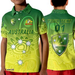 Custom Personalised Australia Men Cricket Team Polo Shirt KID Indigenous Style