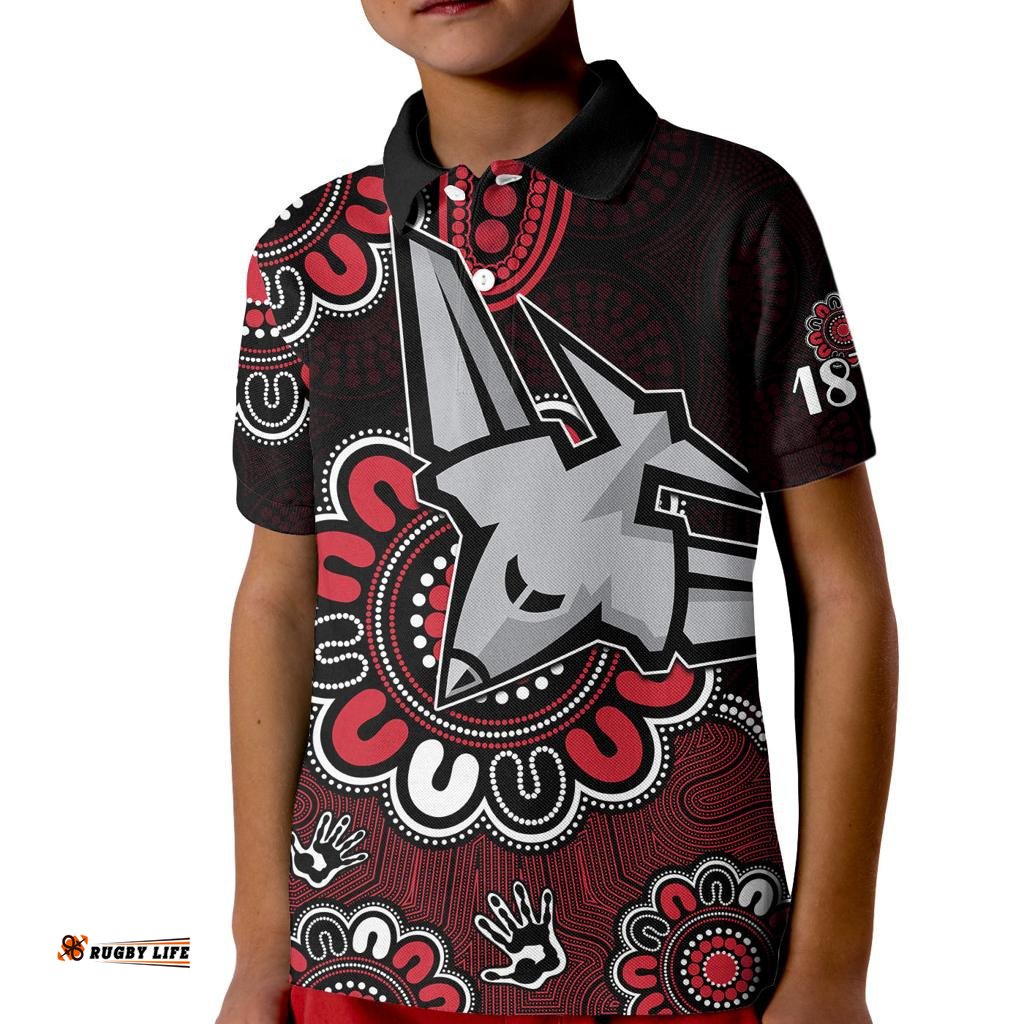 AFL Essendon Bombers 1872 Aboriginal Kid Polo Shirt