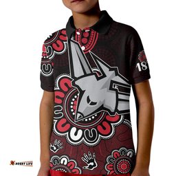 AFL Essendon Bombers 1872 Aboriginal Kid Polo Shirt