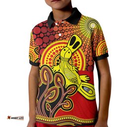 Custom Personalised Aboriginal Platypus Polo Shirt KID Tree On The Hill Sunshine