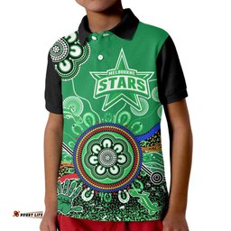 Custom Personalised Melbourne Stars Kid Polo Shirt Cricket Indigenous Aboriginal Lizard Version