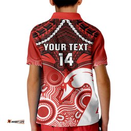 Personalised Sydney Swans Football Kid Polo Shirt Go Swannies Aboriginal Mix Polynesian Pattern