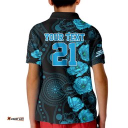 Strikers Cricket Never Forget Custom Kid Polo Shirt ANZAC Day with Poppy Aboriginal