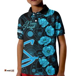 Strikers Cricket Never Forget Custom Kid Polo Shirt ANZAC Day with Poppy Aboriginal