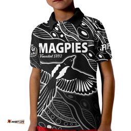 Collingwood Magpies Football Kid Polo Shirt Pies Founded 1892
