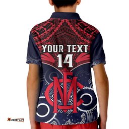 Personalised Melbourne Football Kid Polo Shirt Go Demons Aboriginal Mix Polynesian Pattern