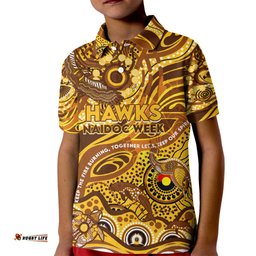Custom NAIDOC Week 2024 Hawks Kid Polo Shirt Aboriginal Animals Keep The Fire Burning