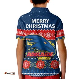 Adelaide Football Polo Shirt KID Crows Indigenous Merry Christmas